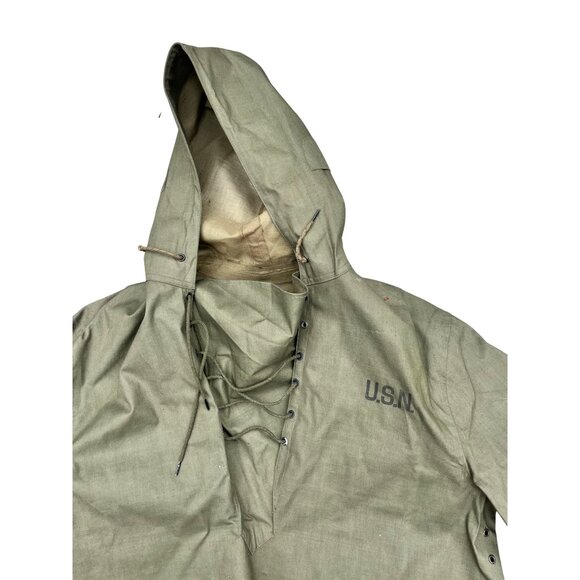 Vintage U.S. Navy Green Foul Weather Jacket & Pants Set Small - Picture 7 of 11